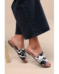 Dingo - Tabby Cow Calf Hair Slide Sandals - Lyst