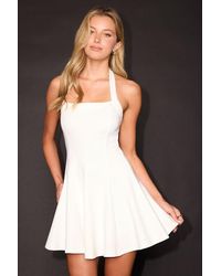 Lulus - Cecilia Ponte Knit Halter Mini Dress - Lyst