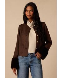 Lulus - Chalet Suede Fur-Trimmed Jacket - Lyst