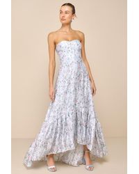 Lulus - Gorgeous Desire Floral Strapless High-Low Maxi Dress - Lyst