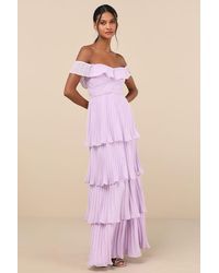 Lulus - Always Remarkable Pleated Off-The-Shoulder Maxi Dress - Lyst