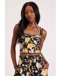 Lulus - Taelyn Multi Floral Bustier Tank Top - Lyst
