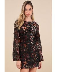 Lulus - Charismatic Influence Burnout Velvet Cowl Back Mini Dress - Lyst