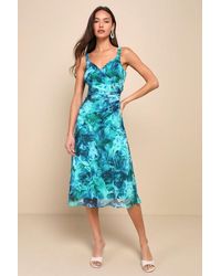 Lulus - Ethereal Sweetie Floral Chiffon Pleated Midi Dress - Lyst