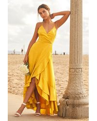 Lulus - In Love Forever Satin Lace-Up High-Low Maxi Dress - Lyst