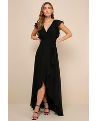 Lulus - Ravishing Charm Ruffled Wrap High-Low Maxi Dress - Lyst