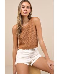 Lulus - Get The Look Loose Knit Sweater Tank Top - Lyst