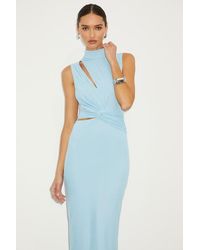 Lulus - Kamara Mesh Cutout Knotted Midi Dress - Lyst