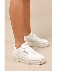 Reebok - Club C Extra Chalk And Glen Leather Flatform Sneakers - Lyst