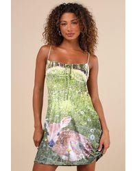 Tyler McGillivary - Fawn Multi Velvet Drawstring Slip Mini Dress - Lyst
