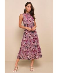 Lulus - In My Dreams Floral Print Midi Dress - Lyst
