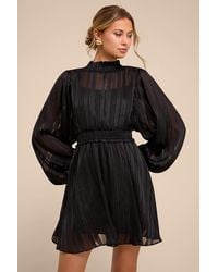 Lulus - Andie Striped Mock Neck Mini Dress - Lyst