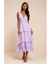 Lulus - Celebration Time Sleeveless Tiered Midi Dress - Lyst