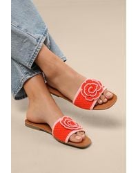 Lulus - Simmy And Flower Slide Sandals - Lyst