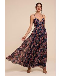 Lulus - Rebena Multi Floral Pleated Maxi Dress - Lyst