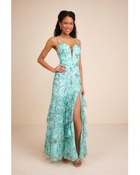 Lulus - Angele Sequin Embroidered Tiered Maxi Dress - Lyst