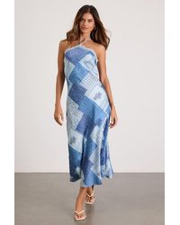 Lulus - Ellira Patchwork And Paisley Print Halter Maxi Dress - Lyst