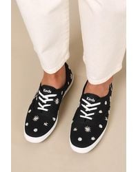 Keds - Champion Canvas Embroidered Lace-Up Sneakers - Lyst