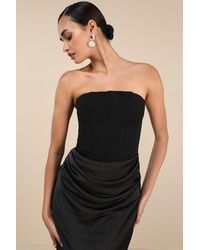 Lulus - Mella Mixed Media Strapless Maxi Dress - Lyst