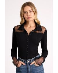 Lulus - Wynette Sheer Embroidered Button-Up Top - Lyst