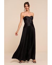 Lulus - Elkay Pleated Satin Drop Waist Maxi Dress - Lyst