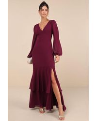 Lulus - Tier Elegance Long Sleeve Tiered Maxi Dress - Lyst