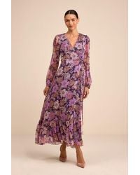 Lulus - Feeling Sweet Floral Print Long Sleeve Wrap Maxi Dress - Lyst