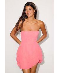 Lulus - Suvi Strapless Tiered Asymmetrical Mini Dress - Lyst