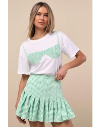 JACQUIE THE LABEL - Natalia Gingham Pleated Mini Skirt - Lyst