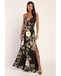 Lulus - Still The One Floral Print Satin Maxi Dress - Lyst