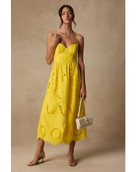 Lulus - Jenora Embroidered Bustier Midi Dress - Lyst