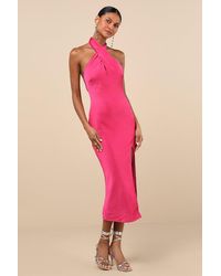 Lulus - Beyond Classy Satin Halter Midi Dress - Lyst