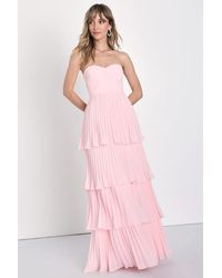 Lulus - Seriously Sensational Strapless Tiered Maxi Dress - Lyst