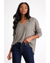 Lulus - Just Vibing Ribbed V-Neck Sweater Top - Lyst