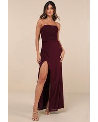 Lulus - Epitome Of Allure Mesh Strapless Ruched Maxi Dress - Lyst