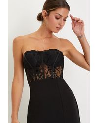 Lulus - Sultry Persona Lace Strapless Bustier Mermaid Maxi Dress - Lyst