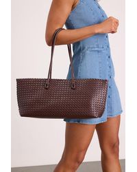 Lulus - Amaris Woven Tote Bag - Lyst