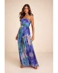 Lulus - Galilea Multi Floral Strapless Maxi Dress - Lyst