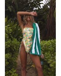 Kulani Kinis - Malai Tropical Print Ruched Strapless One-Piece Swimsuit - Lyst