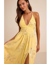 Lulus - Danelle Floral Halter A-Line Midi Dress - Lyst