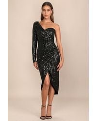 Lulus - Elegant Occasion Sequin One-Shoulder Midi Dress - Lyst