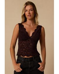 Lulus - Danika Dark Lace Tank Top - Lyst