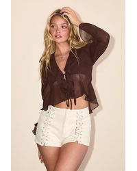 Lulus - Nish Cream Lace-Up High-Waisted Shorts - Lyst