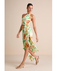 Lulus - Divinely Blooming Multi Floral One-Shoulder Midi Dress - Lyst