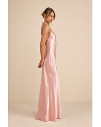 Lulus - Magnificence Satin Backless Halter Maxi Dress - Lyst