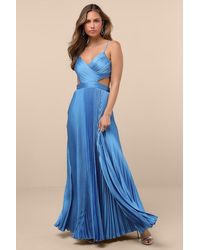 Lulus - Got The Glam Pleated Cutout Maxi Dress - Lyst