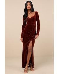 Lulus - Forever Sensational Velvet Long Sleeve Maxi Dress - Lyst