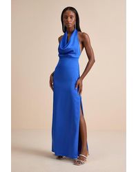 Lulus - Carmelo Satin Halter Neck Backless Maxi Dress - Lyst