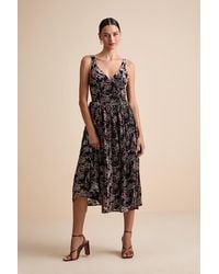 Lulus - Priella Velvet Burnout Lace-Up Midi Dress - Lyst
