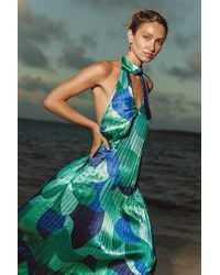 Lulus - Prime Poise And Abstract Satin Halter Maxi Dress - Lyst